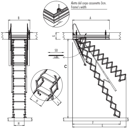 Drawing Data sheet aci sweden retractable ladder